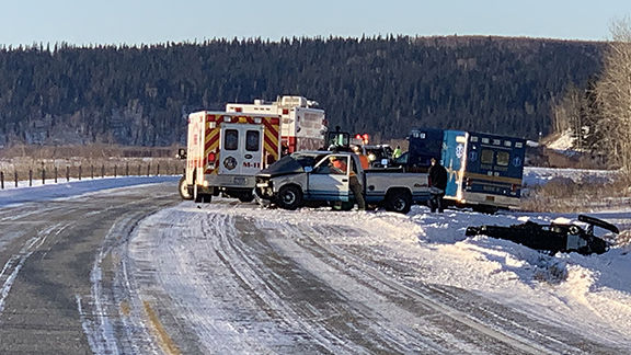 Scene of accident involving ambulance on Richardson Highway